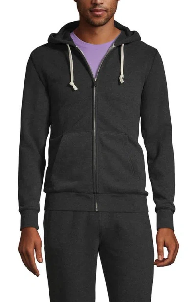 Lands' End Serious Sweats Full Zip Hoodie In Dark Charcoal Heather