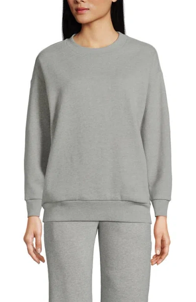 Lands' End Serious Sweats Relaxed Long Sleeve Crew Neck Sweatshirt In Gray Heather