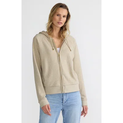 Lands' End Serious Sweats Relaxed Long Sleeve Full Zip Hoodie Sweatshirt In Champagne Heather