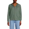 Lands' End Serious Sweats Relaxed Long Sleeve Full Zip Hoodie Sweatshirt In Lily Pad Green