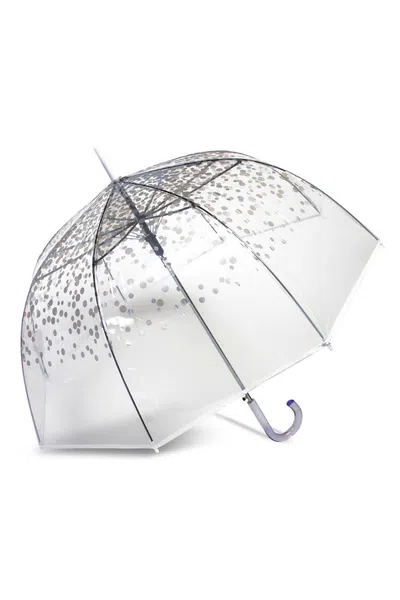 Lands' End Shedrain Auto Open Print Bubble Stick Umbrella In White