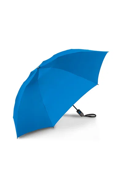 Lands' End Shedrain Unbelievabrella Reverse Closing Auto Open Compact Umbrella In Blue