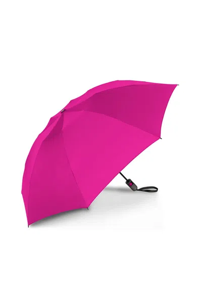 Lands' End Shedrain Unbelievabrella Reverse Closing Auto Open Compact Umbrella In Pink
