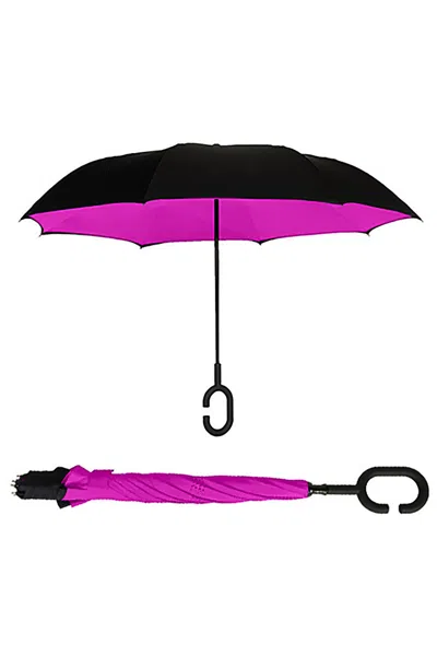 Lands' End Shedrain Unbelievabrella Reverse Closing Manual Open Umbrella In White