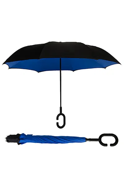 Lands' End Shedrain Unbelievabrella Reverse Closing Manual Open Umbrella In Black