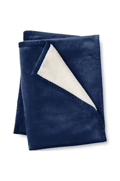 Lands' End Sherpa Fleece Throw Blanket In Blue