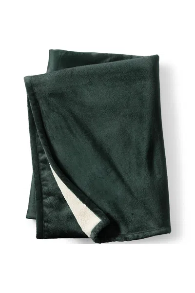 Lands' End Sherpa Fleece Throw Blanket In Green