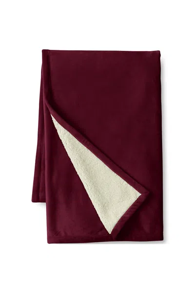 Lands' End Sherpa Fleece Throw Blanket In Red