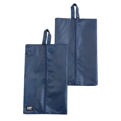 Lands' End Shoe Bags For Travel Set Of 2, Polyester Canvas Shoe Travel Bag With Zipper Closure In Blue