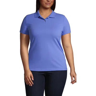 Lands' End Short Sleeve Basic Mesh Polo Shirt In Blue