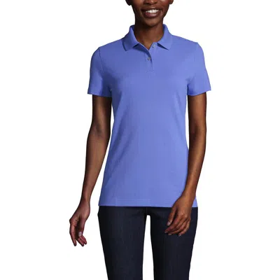 Lands' End Short Sleeve Basic Mesh Polo Shirt In Blue