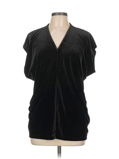 Pre-owned Lands' End Short Sleeve Blouse In Black