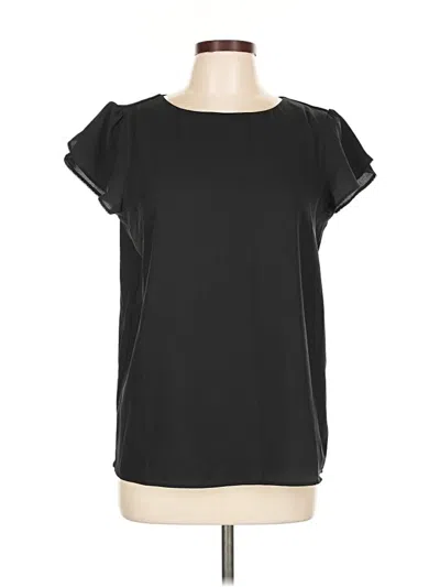 Pre-owned Lands' End Short Sleeve Blouse In Black