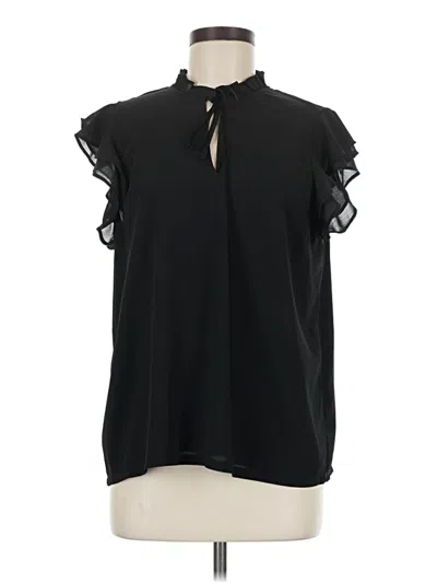 Pre-owned Lands' End Short Sleeve Blouse In Black