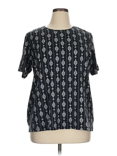 Pre-owned Lands' End Short Sleeve Blouse In Black