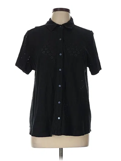 Pre-owned Lands' End Short Sleeve Blouse In Black