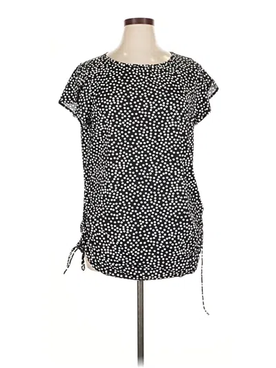 Pre-owned Lands' End Short Sleeve Blouse In Black
