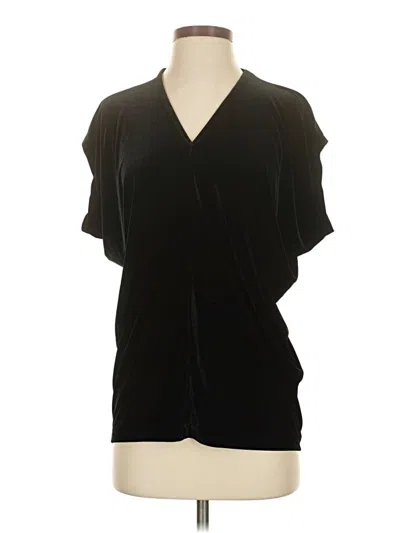 Pre-owned Lands' End Short Sleeve Blouse In Black