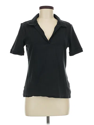 Pre-owned Lands' End Short Sleeve Blouse In Black