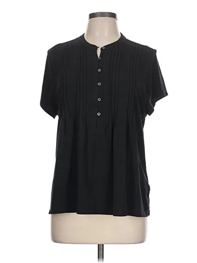 Pre-owned Lands' End Short Sleeve Blouse In Black