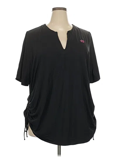 Pre-owned Lands' End Short Sleeve Blouse In Black