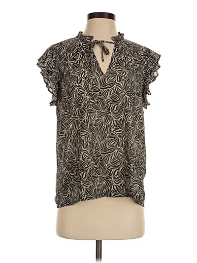 Pre-owned Lands' End Short Sleeve Blouse In Black