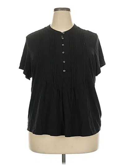 Pre-owned Lands' End Short Sleeve Blouse In Black