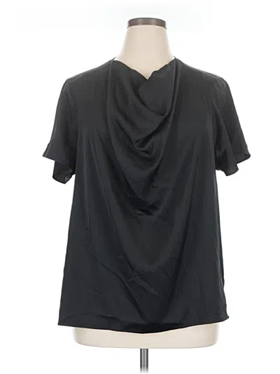 Pre-owned Lands' End Short Sleeve Blouse In Black