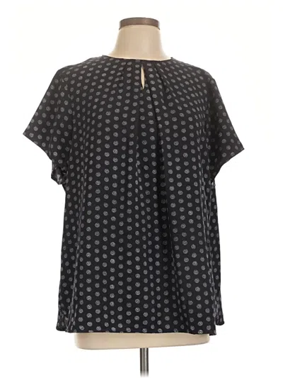 Pre-owned Lands' End Short Sleeve Blouse In Black