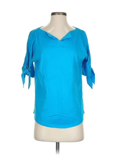 Pre-owned Lands' End Short Sleeve Blouse In Blue