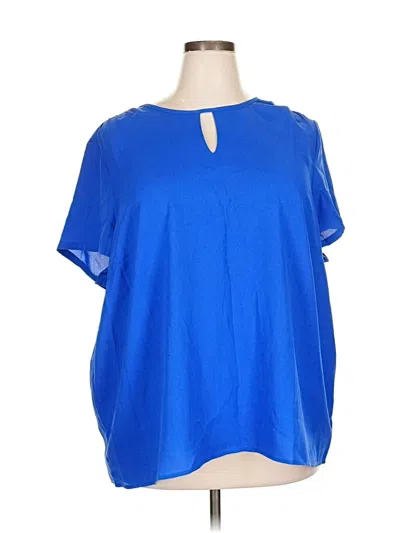 Pre-owned Lands' End Short Sleeve Blouse In Blue