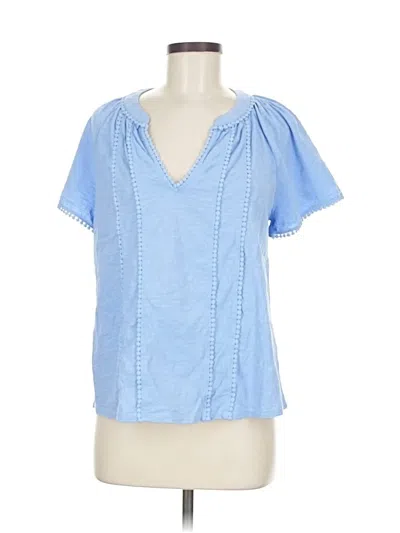 Pre-owned Lands' End Short Sleeve Blouse In Blue