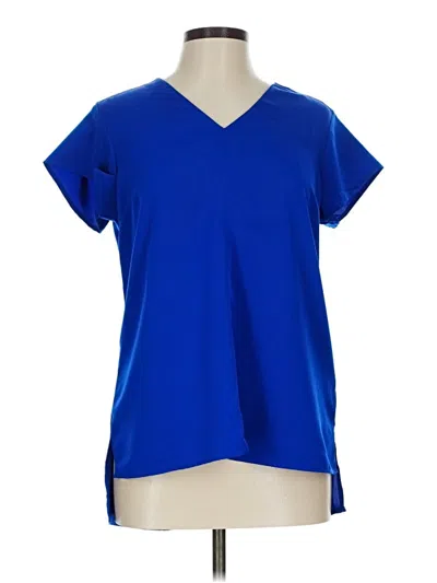 Pre-owned Lands' End Short Sleeve Blouse In Blue