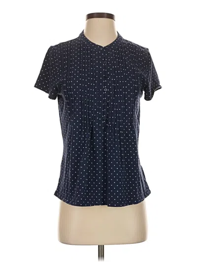 Pre-owned Lands' End Short Sleeve Blouse In Blue