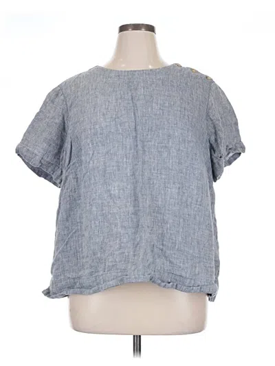 Pre-owned Lands' End Short Sleeve Blouse In Blue