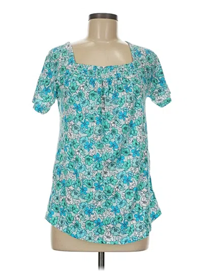 Pre-owned Lands' End Short Sleeve Blouse In Blue