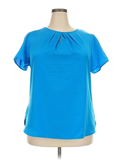 Pre-owned Lands' End Short Sleeve Blouse In Blue