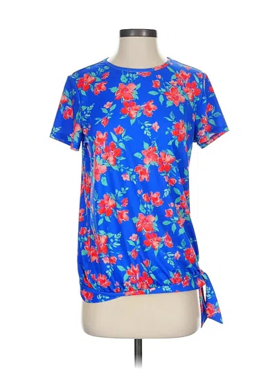 Pre-owned Lands' End Short Sleeve Blouse In Blue