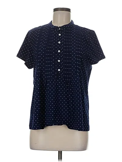 Pre-owned Lands' End Short Sleeve Blouse In Blue