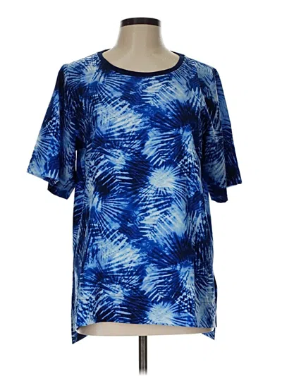 Pre-owned Lands' End Short Sleeve Blouse In Blue