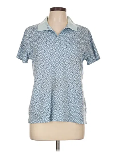 Pre-owned Lands' End Short Sleeve Blouse In Blue