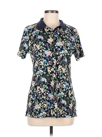 Pre-owned Lands' End Short Sleeve Blouse In Blue
