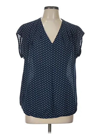 Pre-owned Lands' End Short Sleeve Blouse In Blue