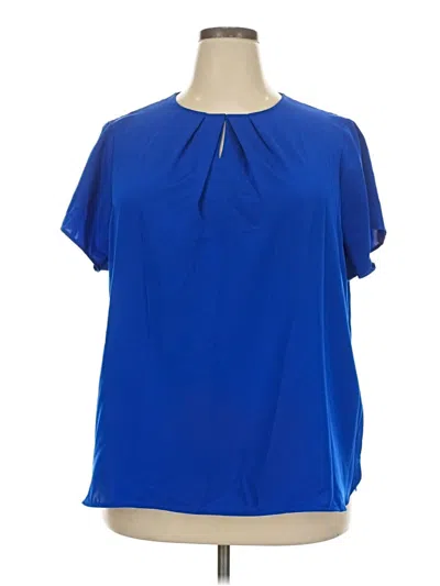 Pre-owned Lands' End Short Sleeve Blouse In Blue