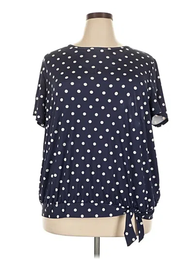 Pre-owned Lands' End Short Sleeve Blouse In Blue