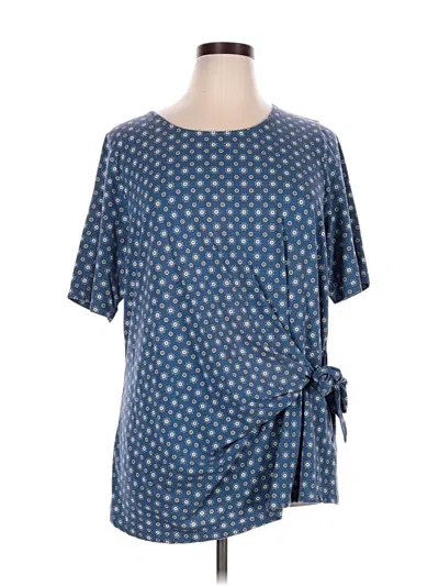 Pre-owned Lands' End Short Sleeve Blouse In Blue