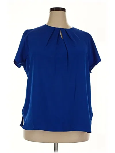 Pre-owned Lands' End Short Sleeve Blouse In Blue