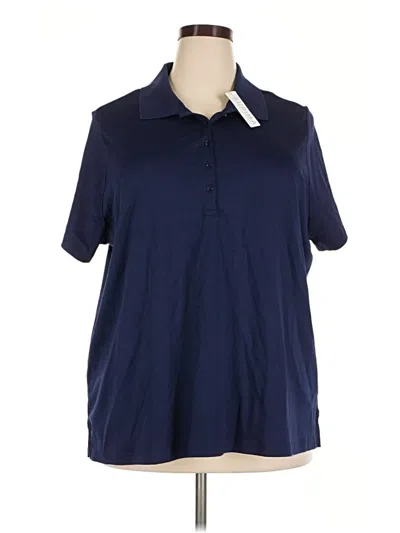 Lands' End Short Sleeve Blouse In Blue