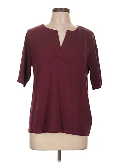 Pre-owned Lands' End Short Sleeve Blouse In Burgundy