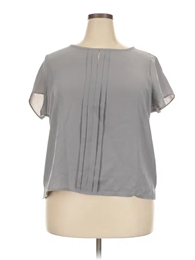 Pre-owned Lands' End Short Sleeve Blouse In Gray